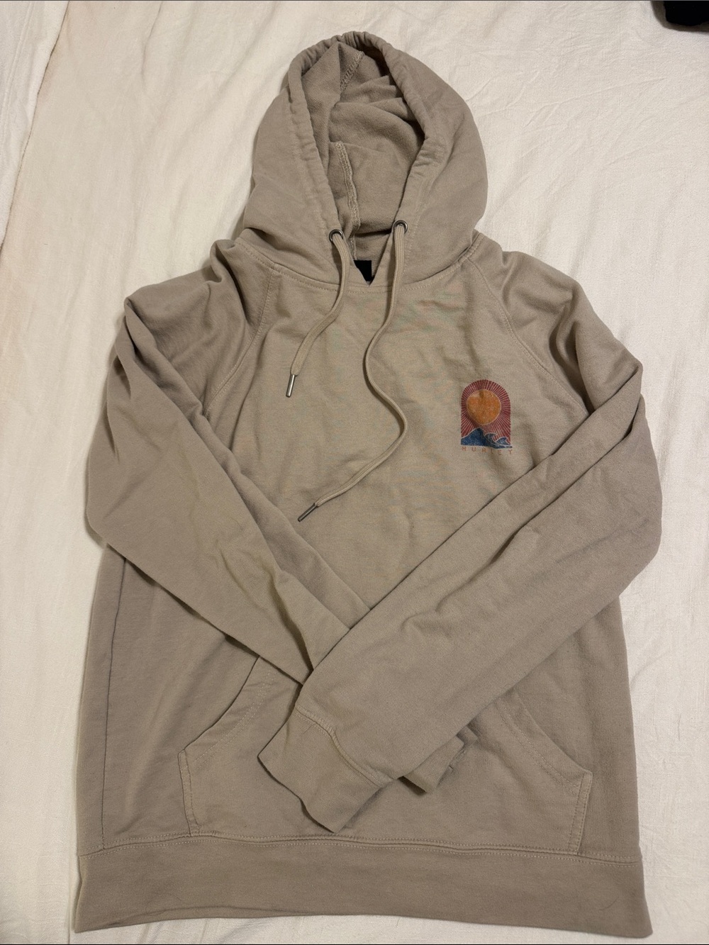 Men's Hooded Pullover Sweatshirt in Light Taupe